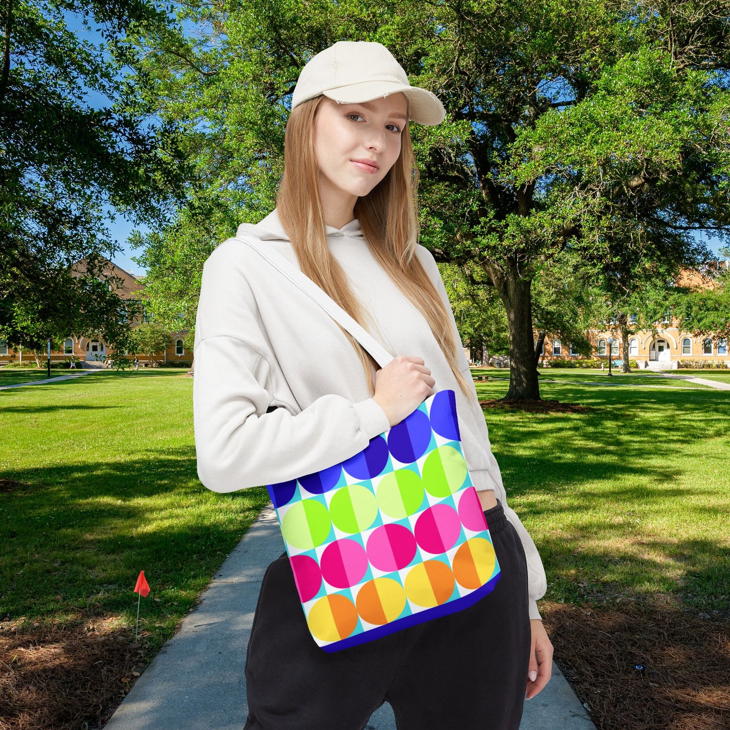 Geometric Art XXI Tote Bag – 3 sizes | Bold lines. Vivid color. Retro with a modern twist.