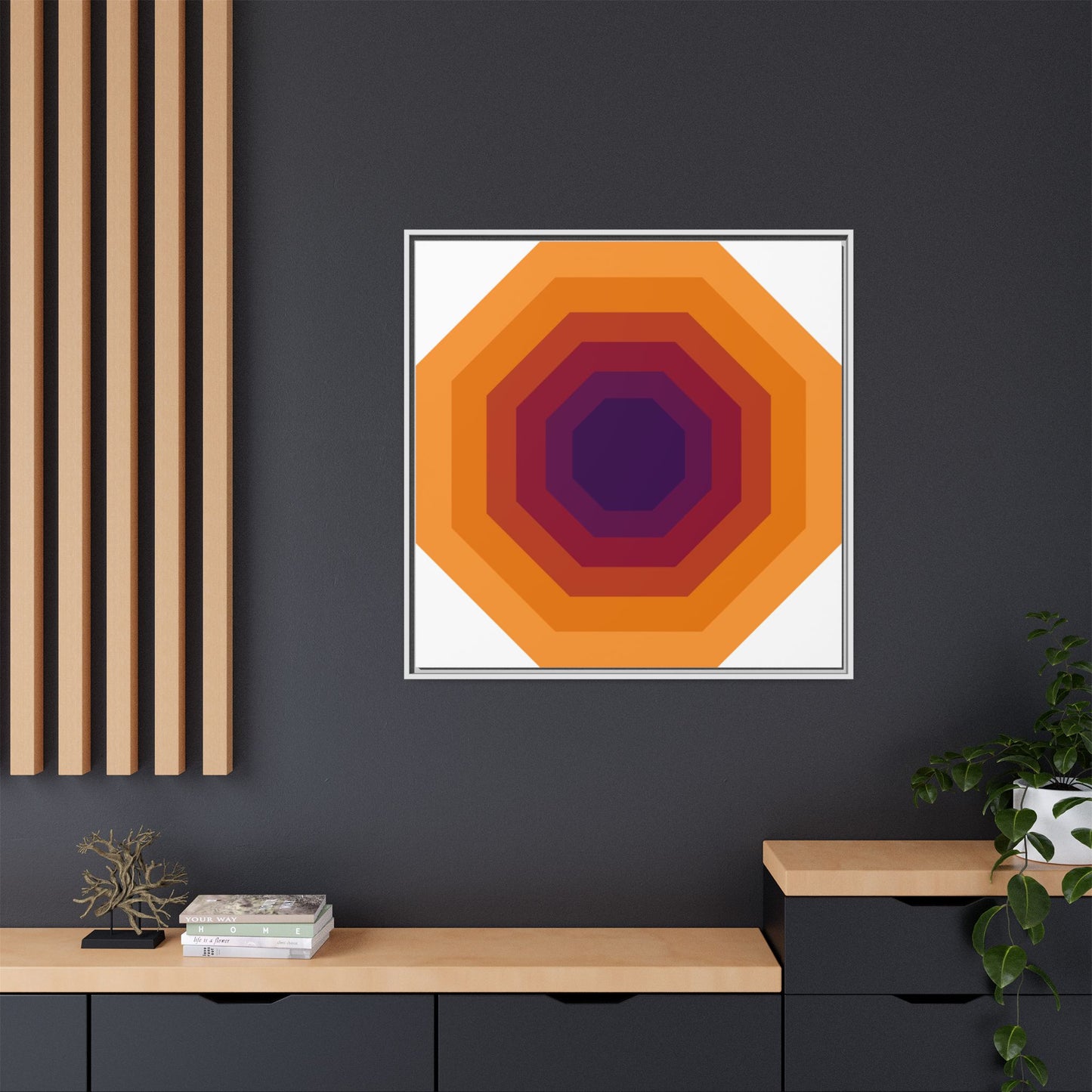 Modern Framed Geometric Canvas Art | Bold Color Meets Clean Framing