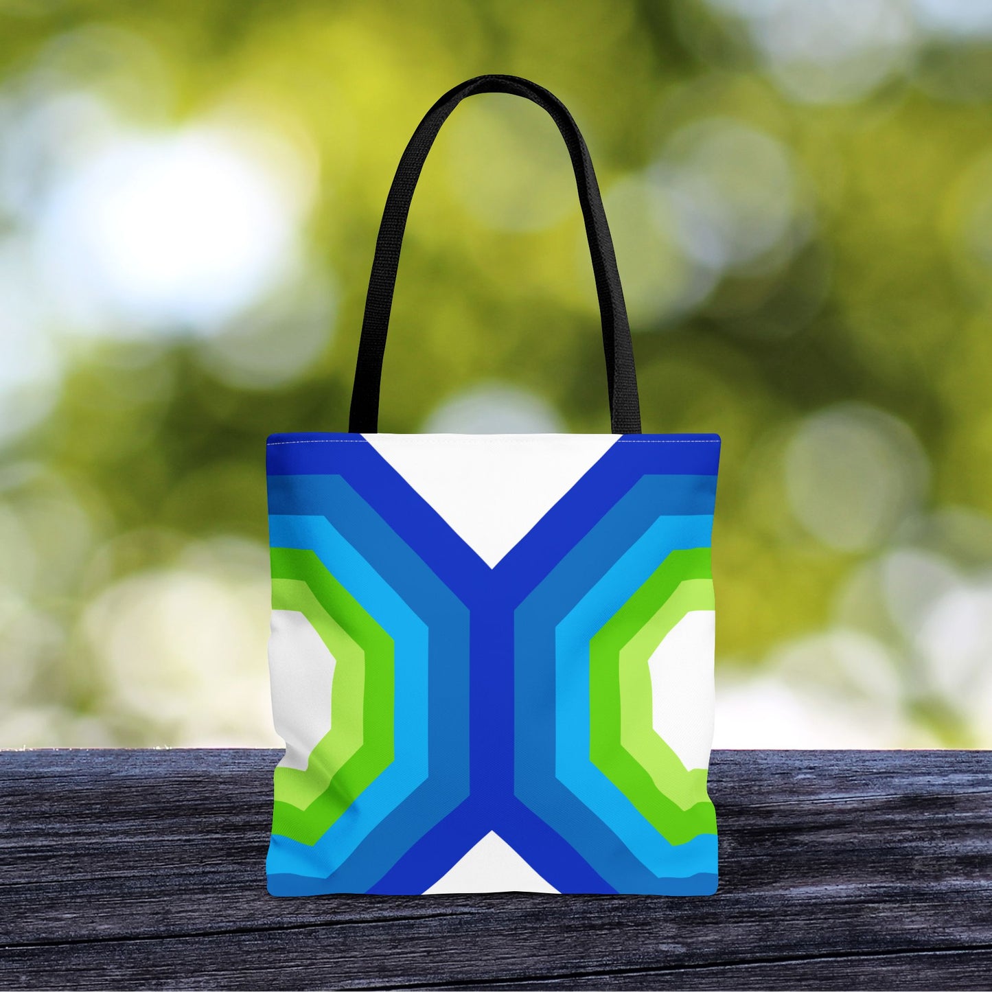 Geometric Art XVI Tote Bag – 3 sizes | Bold lines. Vivid color. Retro with a modern twist.