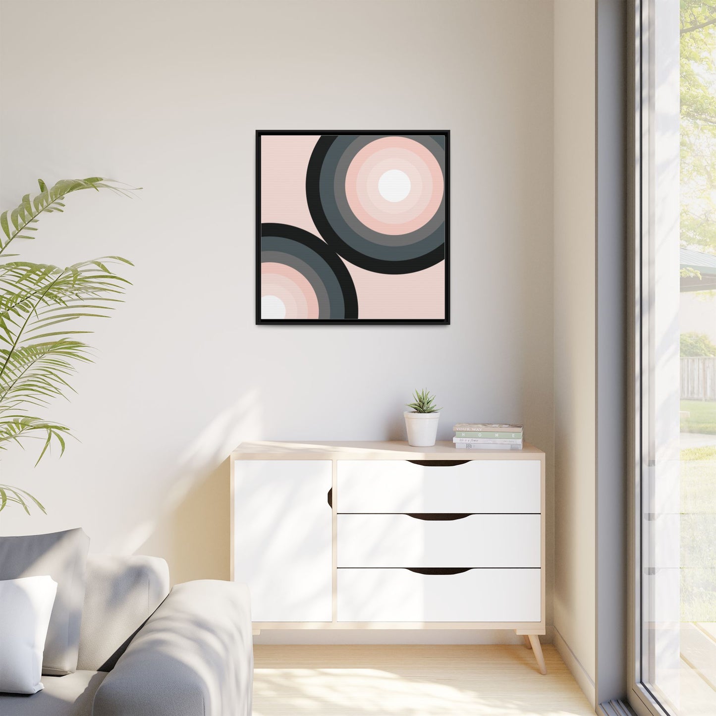 Modern Framed Geometric Canvas Art | Bold Color Meets Clean Framing