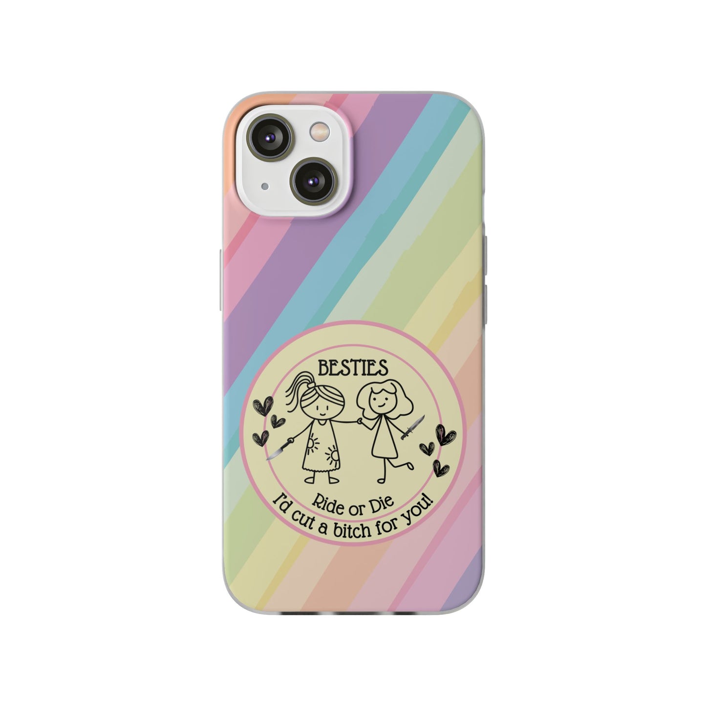 Phone Cases - Pastels Besties Ride or Die | "I'd Cut a Bitch for You"