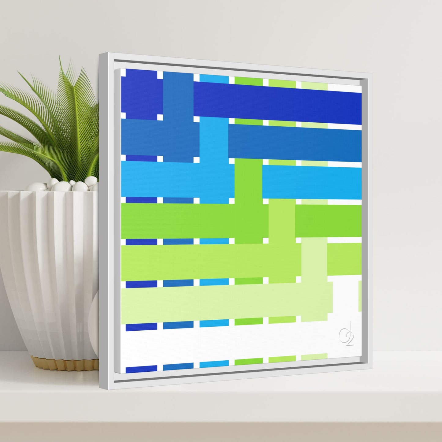 Modern Framed Geometric Canvas Art | Bold Color Meets Clean Framing
