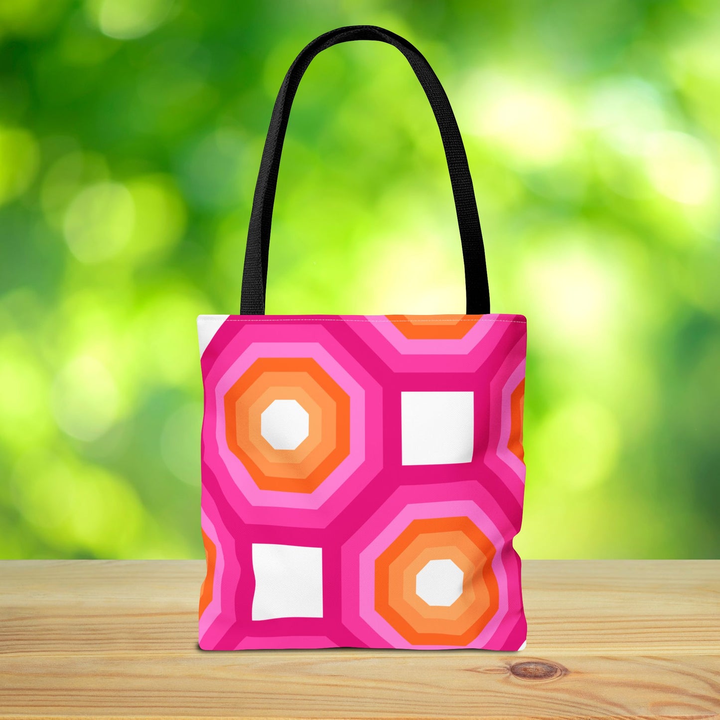 Geometric Art Tote Bag – 3 sizes | Bold lines. Vivid color. Retro with a modern twist.