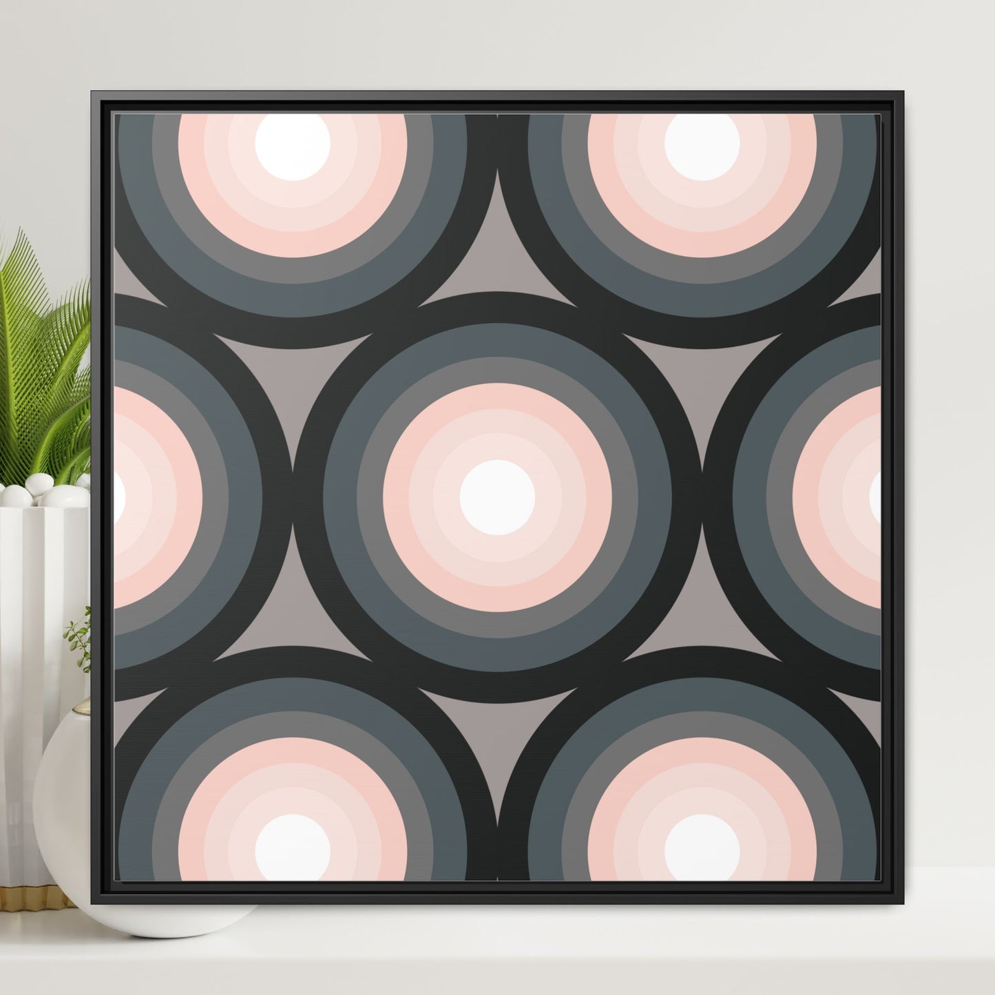 Modern Framed Geometric Canvas Art | Bold Color Meets Clean Framing