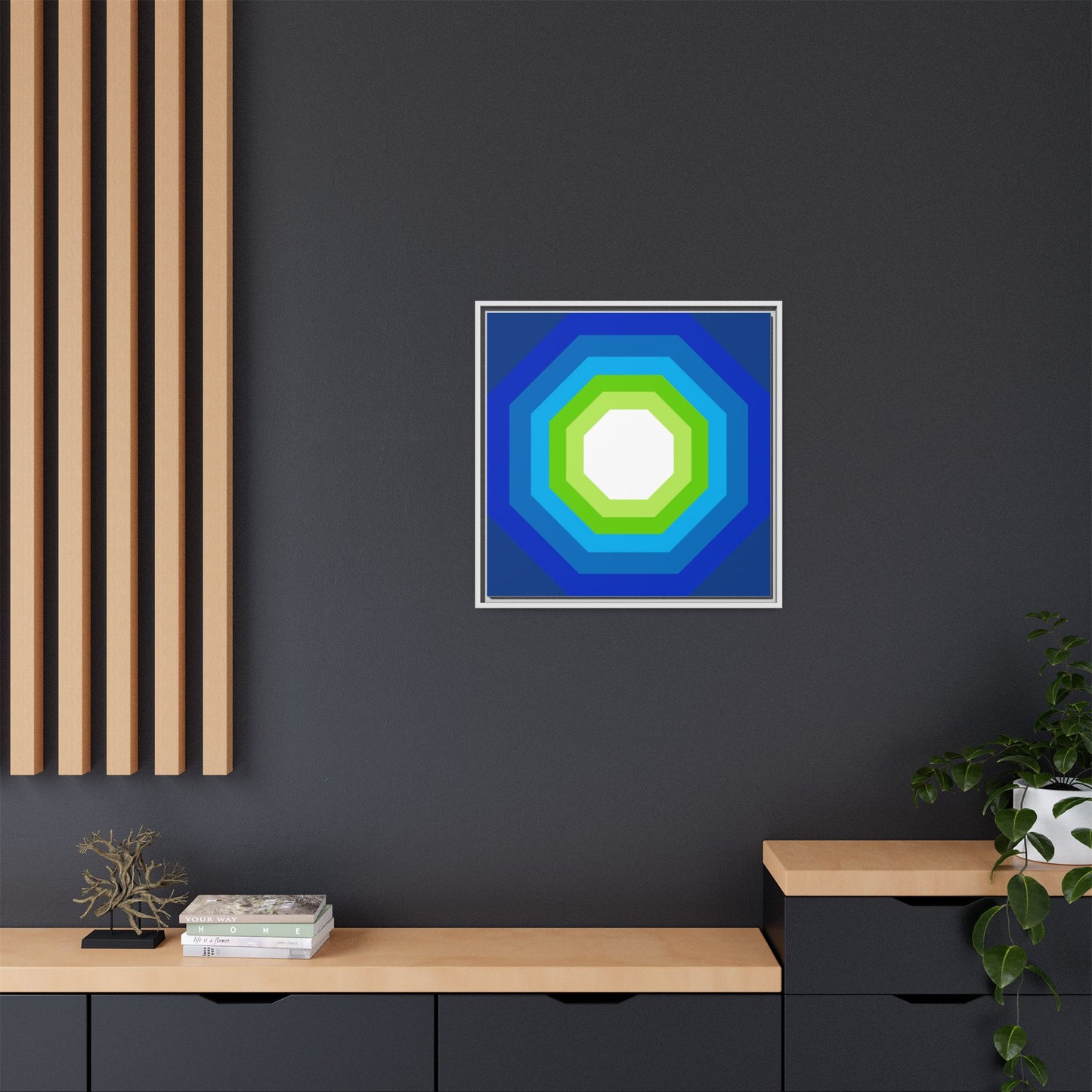 Modern Framed Geometric Canvas Art | Bold Color Meets Clean Framing