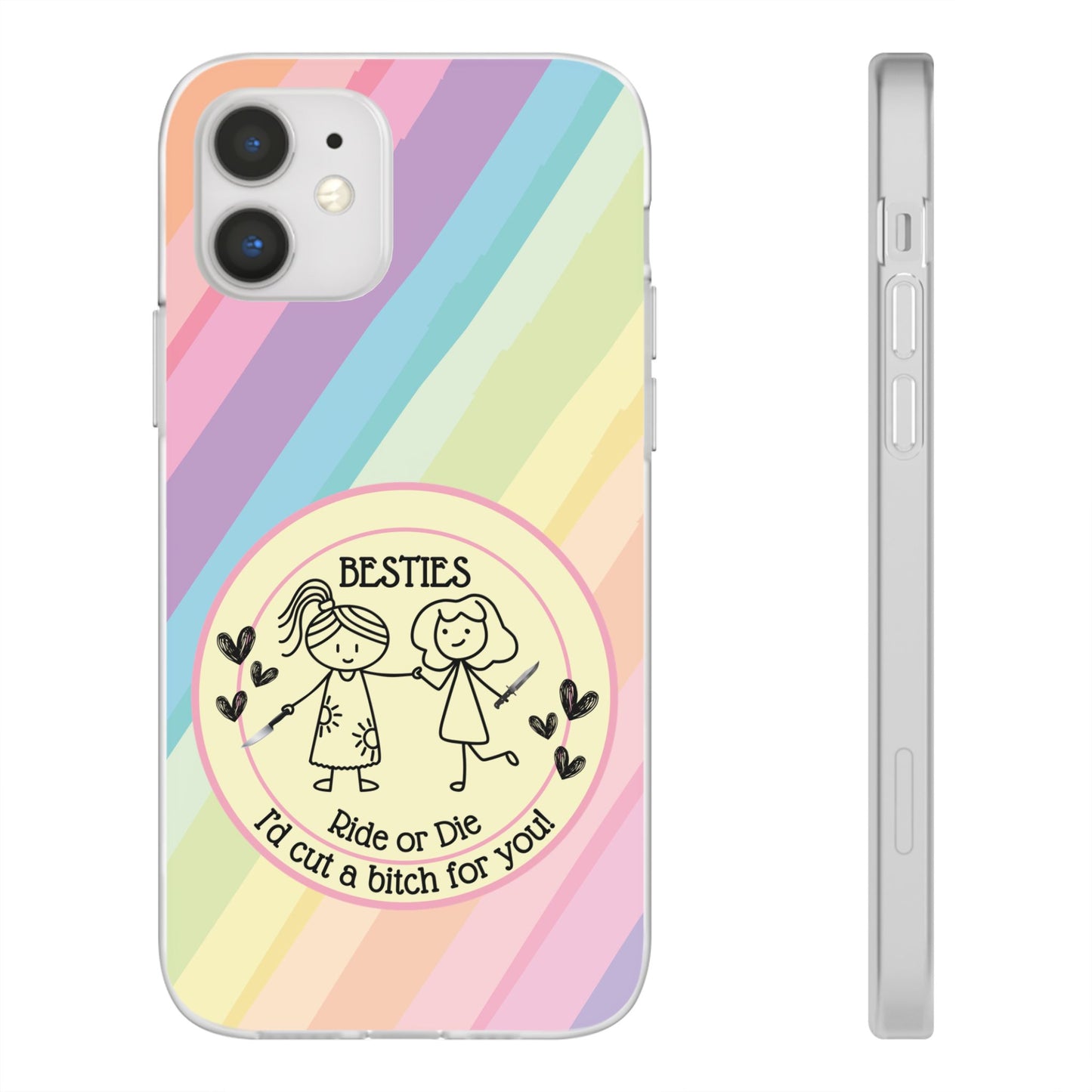 Phone Cases - Pastels Besties Ride or Die | "I'd Cut a Bitch for You"