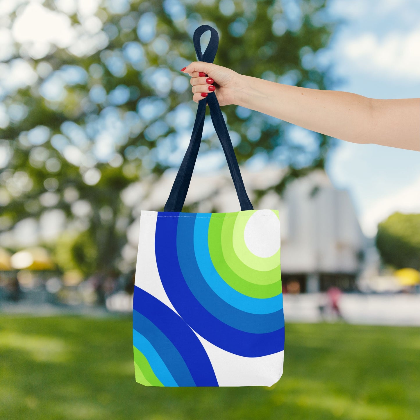Geometric Art Tote Bag – 3 sizes | Bold lines. Vivid color. Retro with a modern twist.