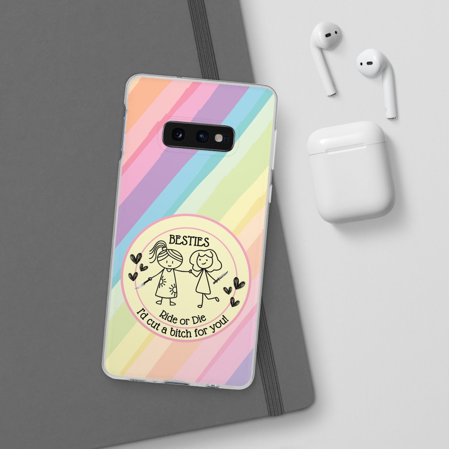 Phone Cases - Pastels Besties Ride or Die | "I'd Cut a Bitch for You"