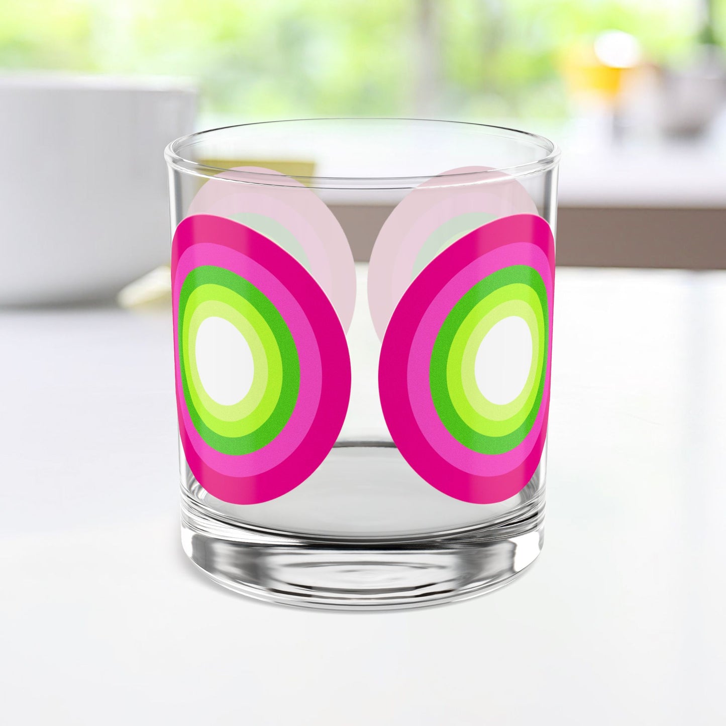 Vibrant Modern Retro Rocks Glass – 10oz