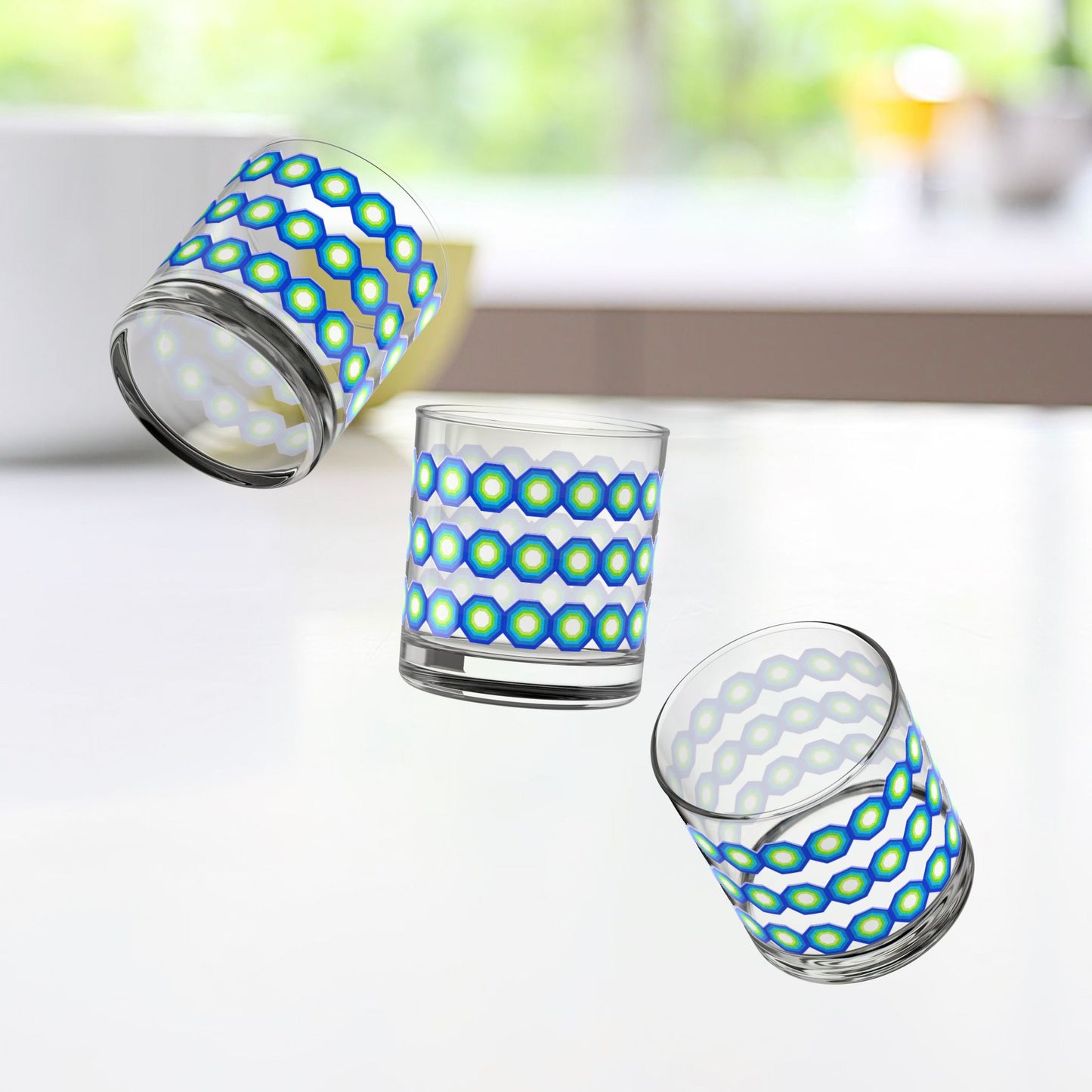 Vibrant Modern Retro Rocks Glass – 10oz