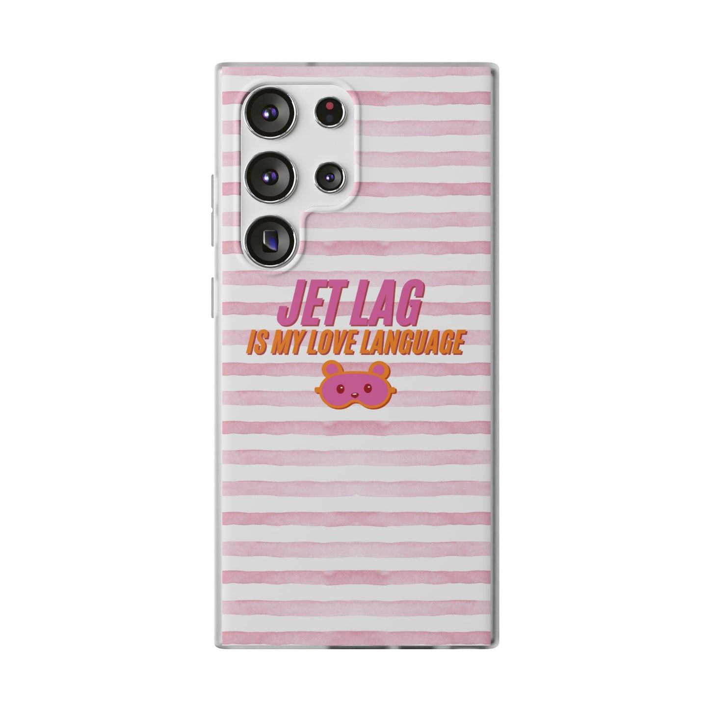 Phone Case - Jetlag is My Love Language Pink Stripe Flexi Case