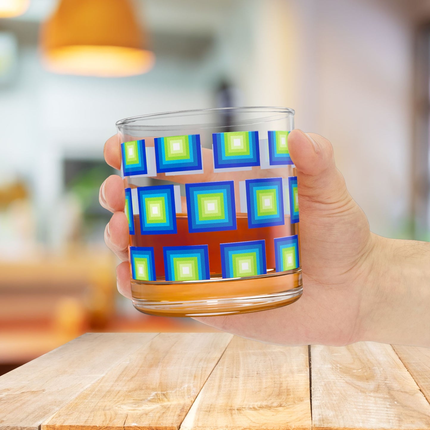 Vibrant Modern Retro Rocks Glass – 10oz