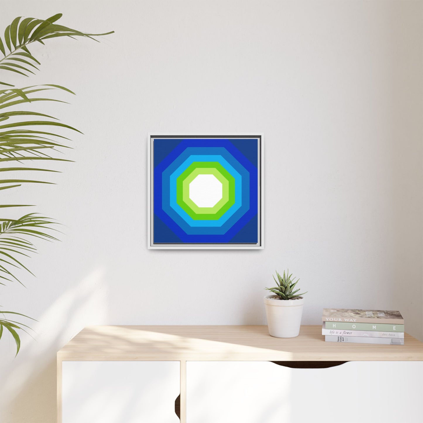 Modern Framed Geometric Canvas Art | Bold Color Meets Clean Framing