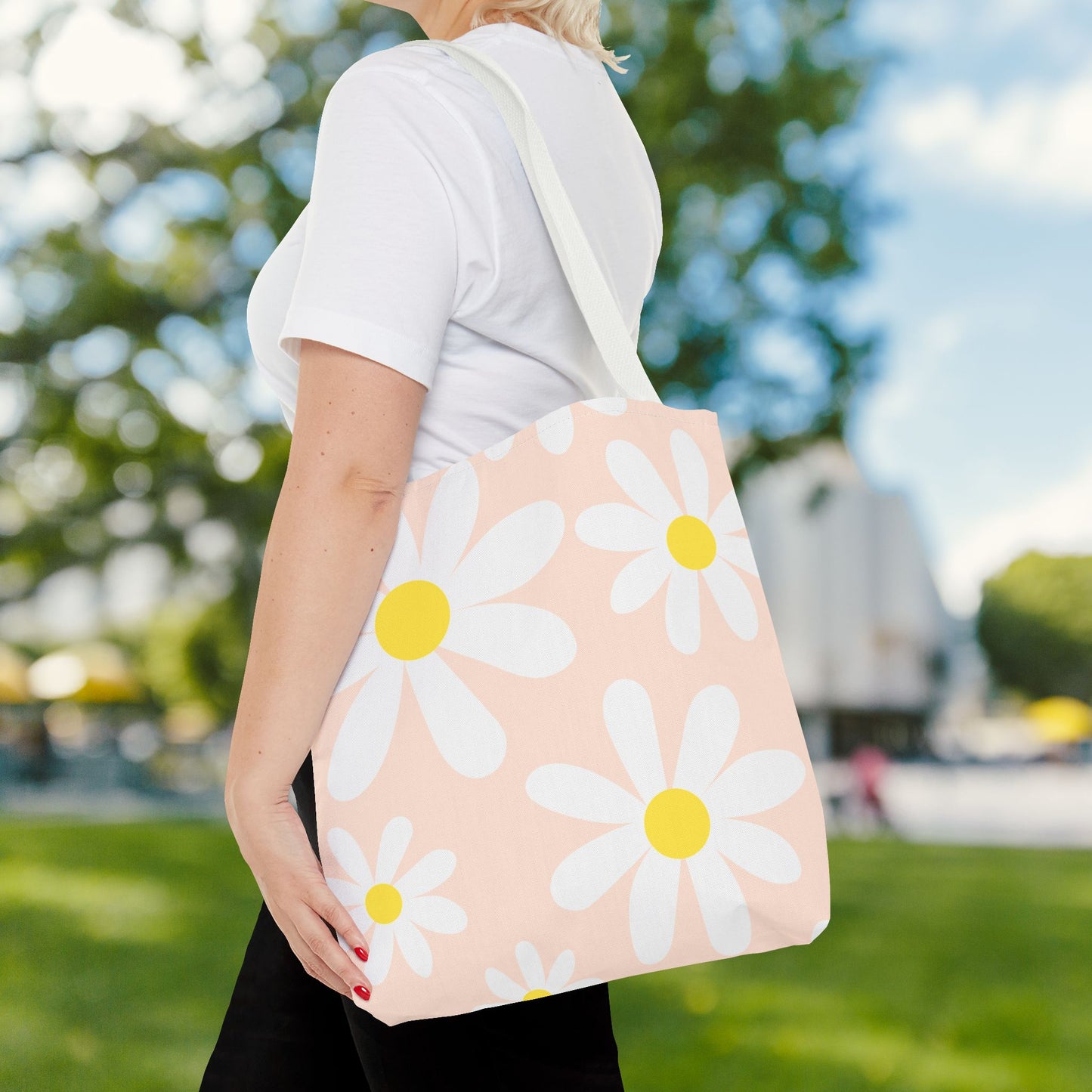 Blush Daisy Tote Bag – 3 sizes | Soft, Sweet, and Ready to Bloom