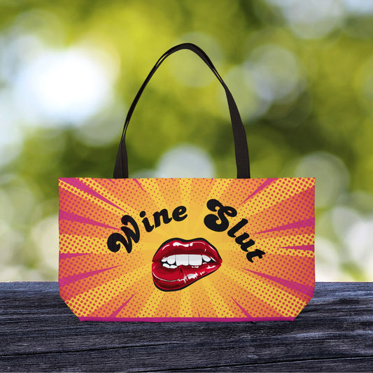 Wine Slut XL Tote Bag | Bold & Naughty | Oversized  Carry-All | Carry-All Weekender Beach Tote