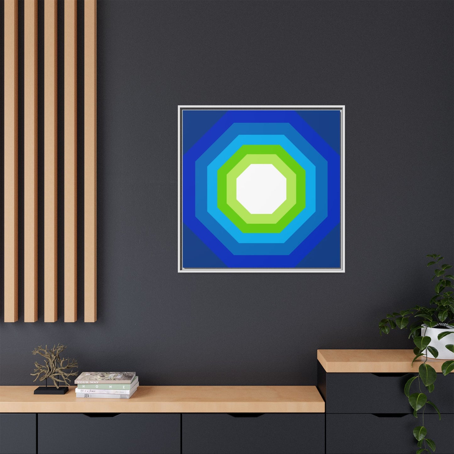 Modern Framed Geometric Canvas Art | Bold Color Meets Clean Framing