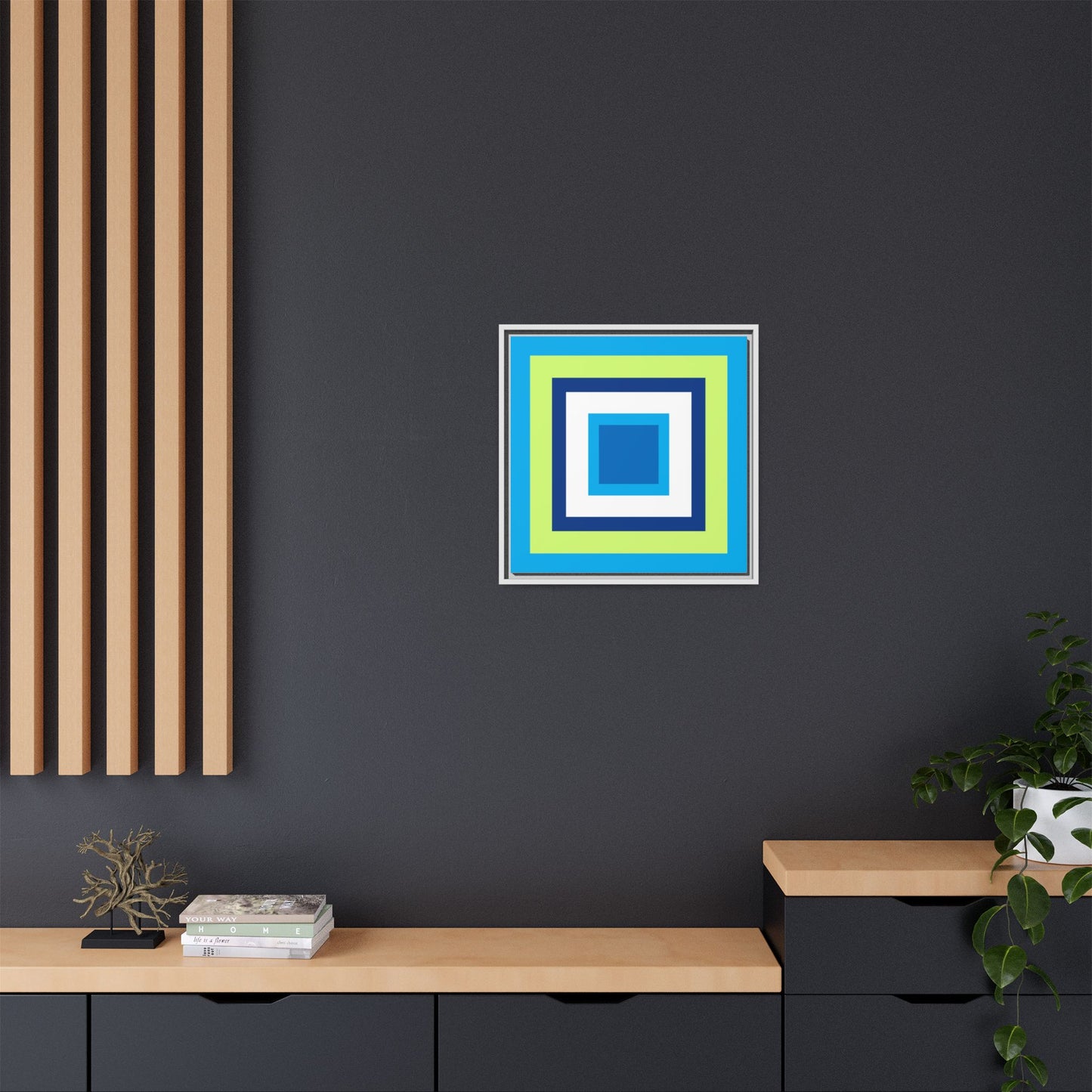 Modern Framed Geometric Canvas Art | Bold Color Meets Clean Framing
