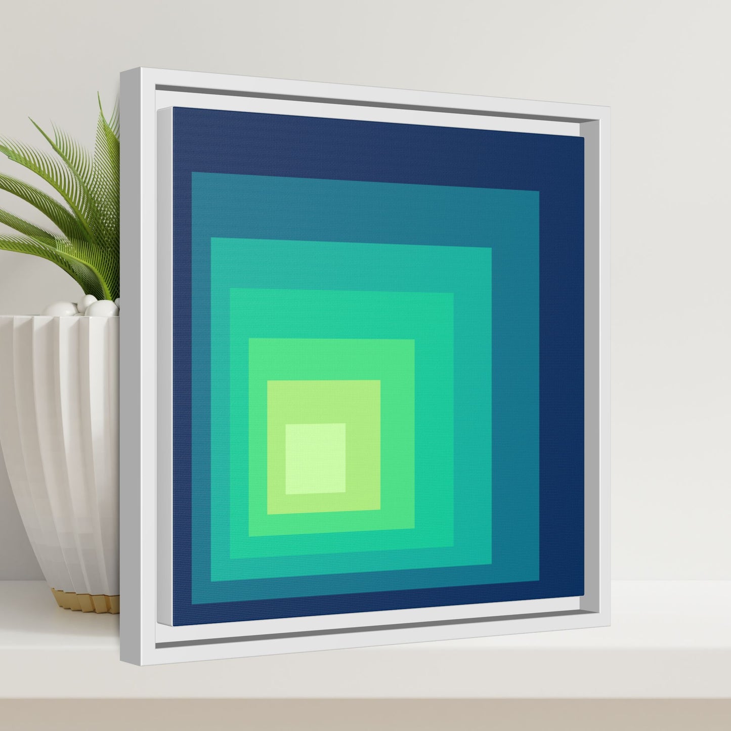 Modern Framed Geometric Canvas Art | Bold Color Meets Clean Framing