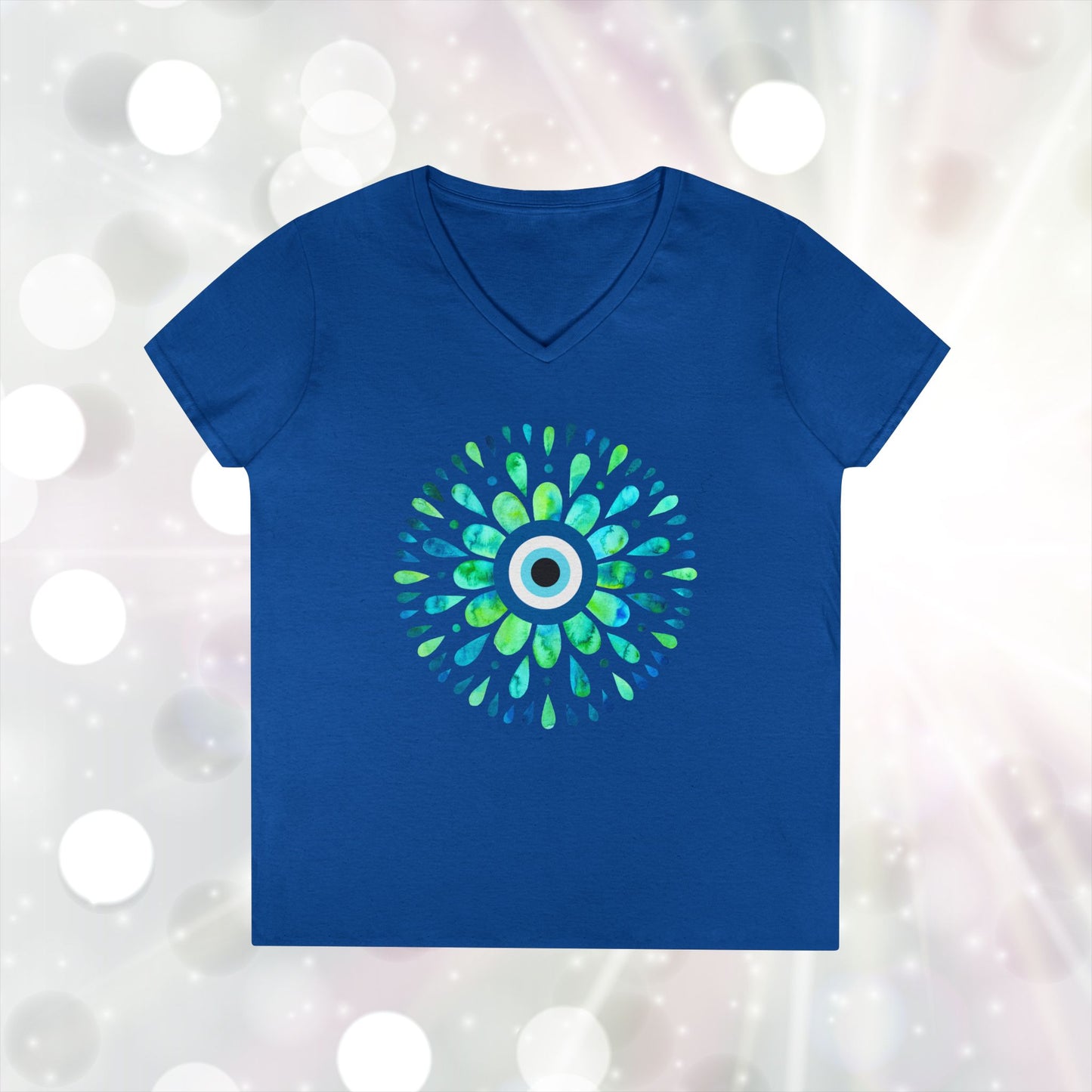 Evil Eye Charm V-Neck T-Shirt – Protective Style Meets Everyday Comfort