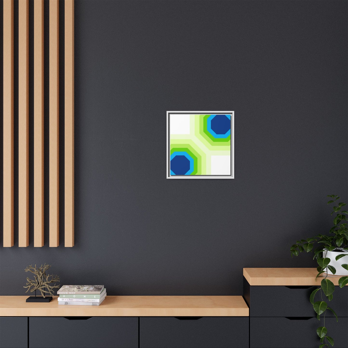 Modern Framed Geometric Canvas Art | Bold Color Meets Clean Framing