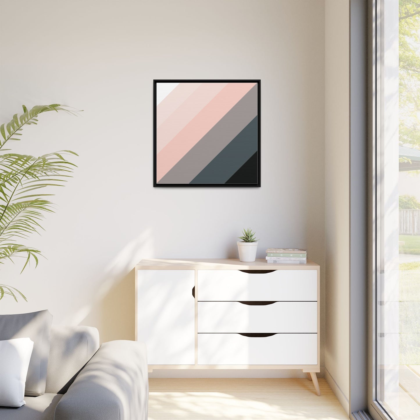 Modern Framed Geometric Canvas Art | Bold Color Meets Clean Framing