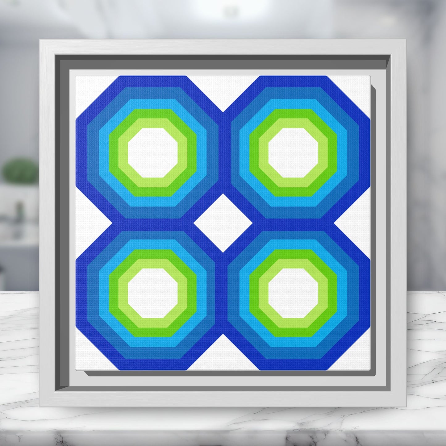Modern Framed Geometric Canvas Art | Bold Color Meets Clean Framing