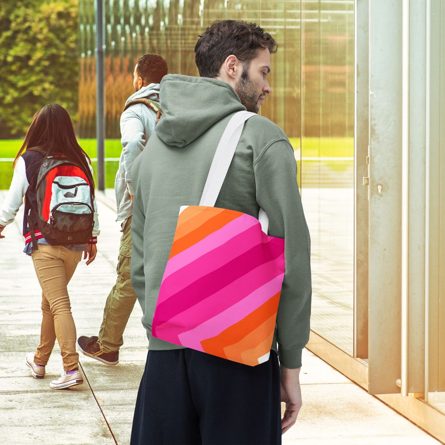 Geometric Art Tote Bag – 3 sizes | Bold lines. Vivid color. Retro with a modern twist.