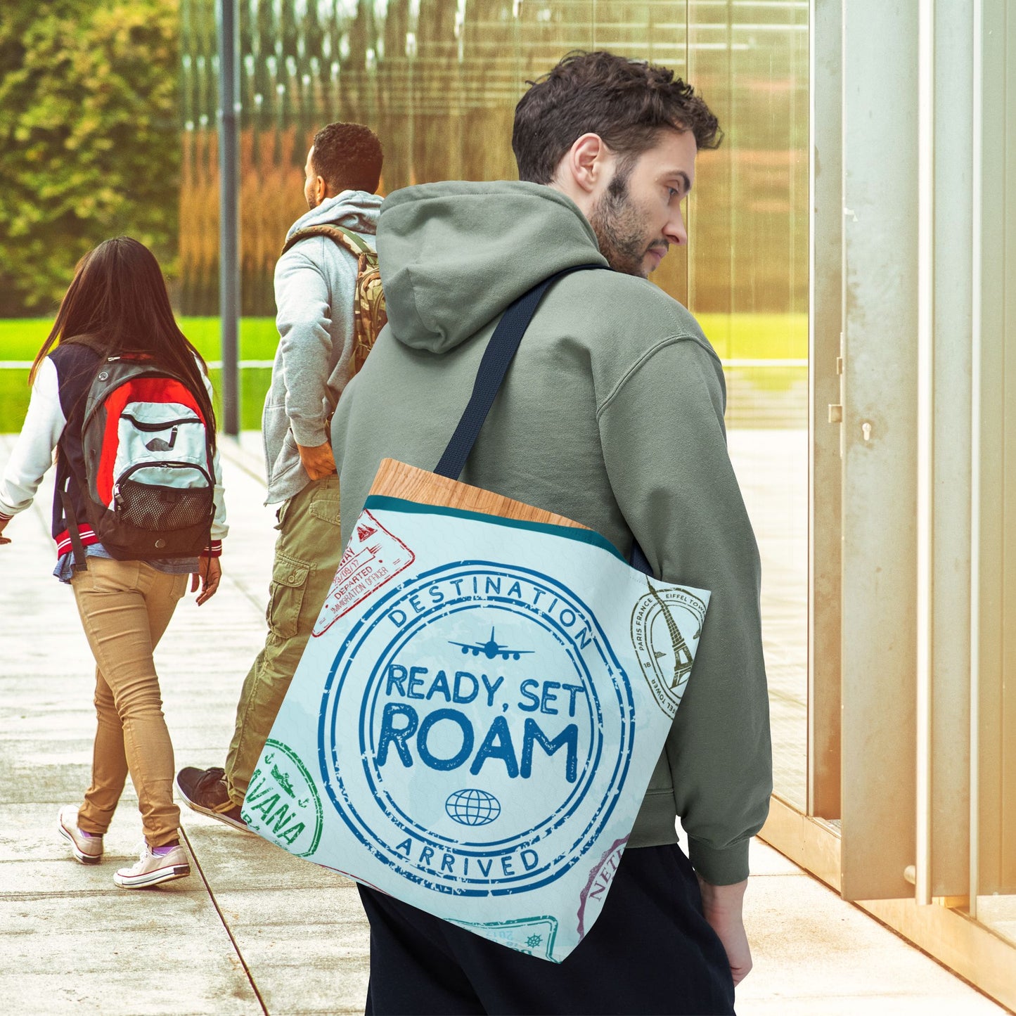 Ready, Set, Roam – Passport Stamp Tote Bag – 3 Sizes | Designed for Adventurers!