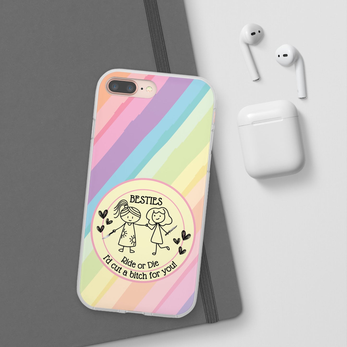 Phone Cases - Pastels Besties Ride or Die | "I'd Cut a Bitch for You"