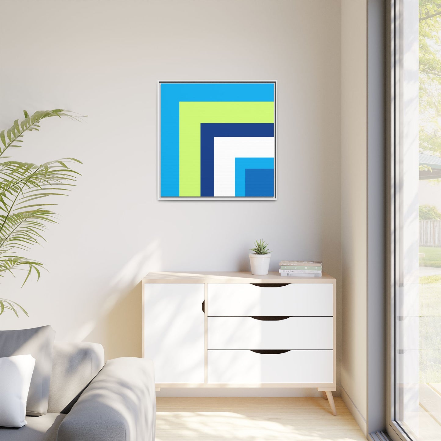Modern Framed Geometric Canvas Art | Bold Color Meets Clean Framing