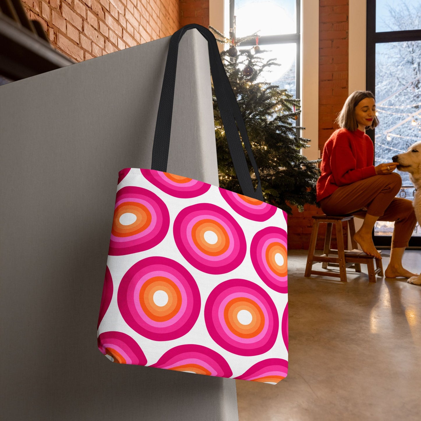 Geometric Art Tote Bag – 3 sizes | Bold lines. Vivid color. Retro with a modern twist.