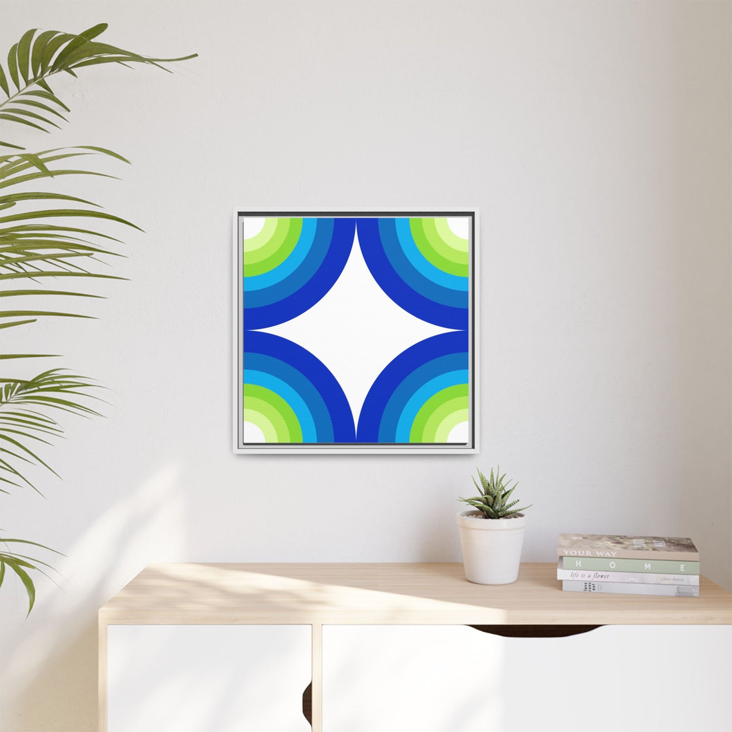 Modern Framed Geometric Canvas Art | Bold Color Meets Clean Framing
