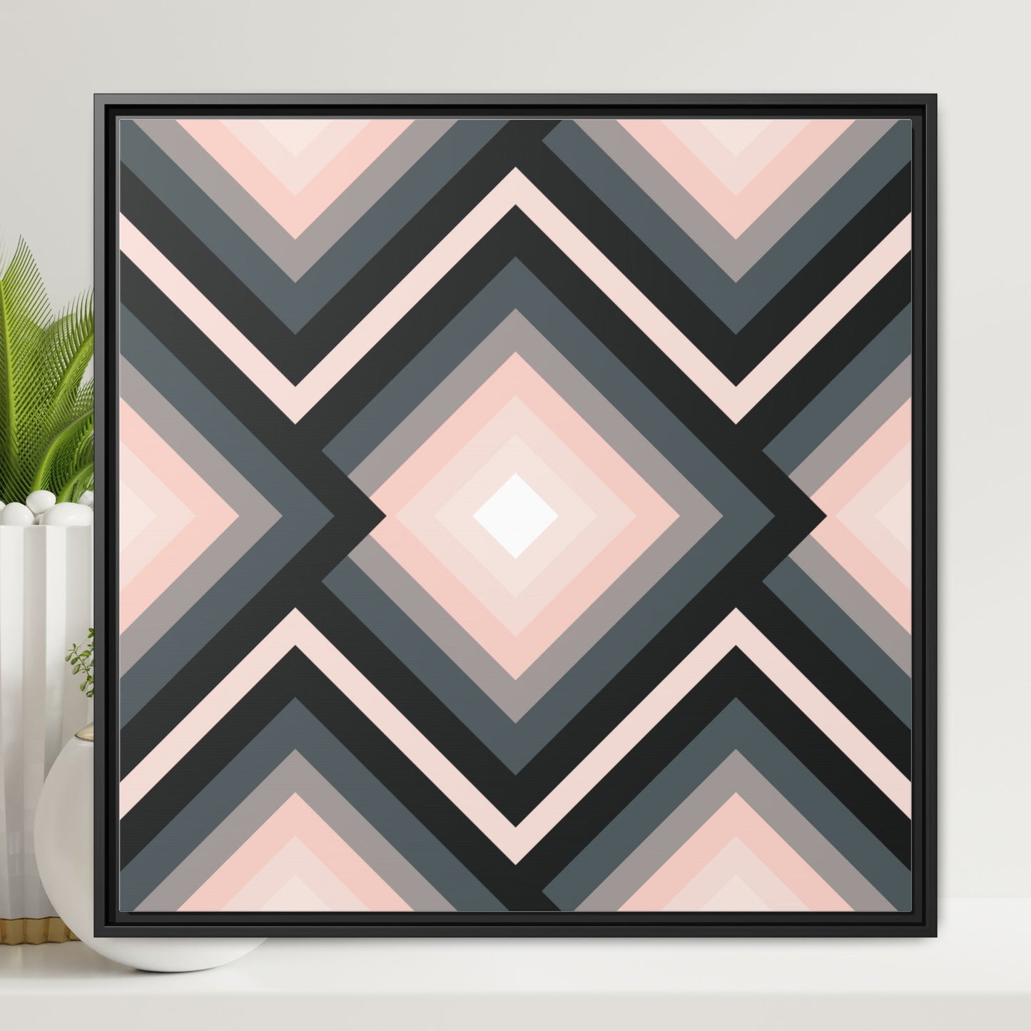 Modern Framed Geometric Canvas Art | Bold Color Meets Clean Framing