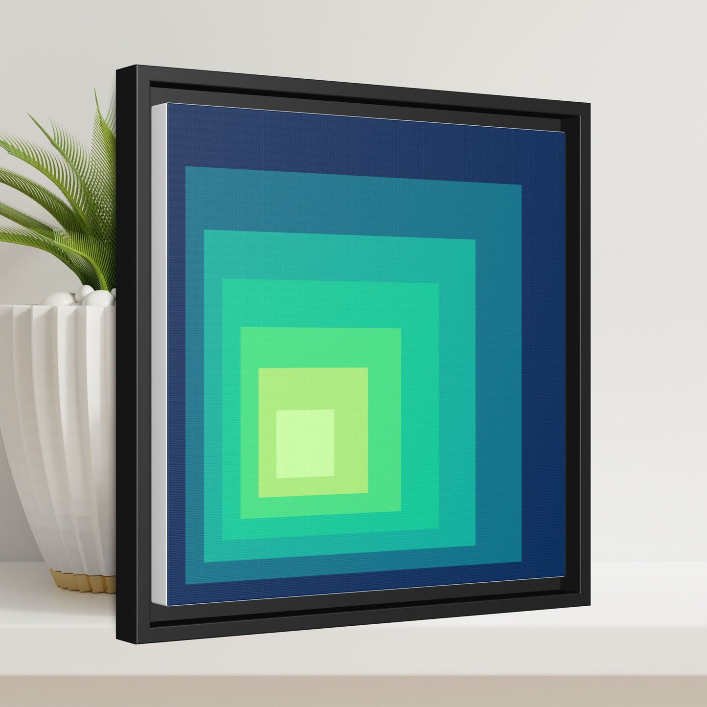 Modern Framed Geometric Canvas Art | Bold Color Meets Clean Framing
