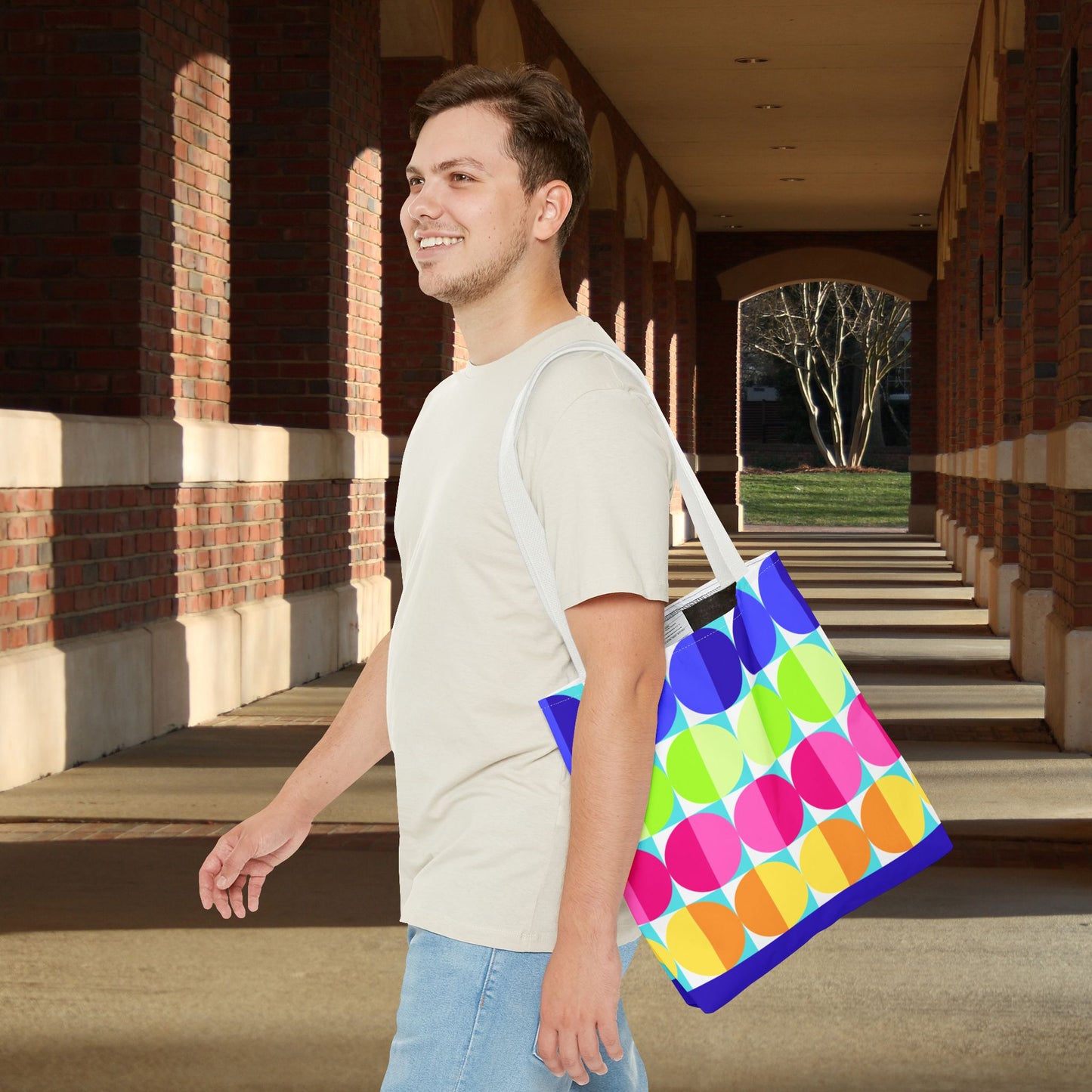 Geometric Art XXI Tote Bag – 3 sizes | Bold lines. Vivid color. Retro with a modern twist.
