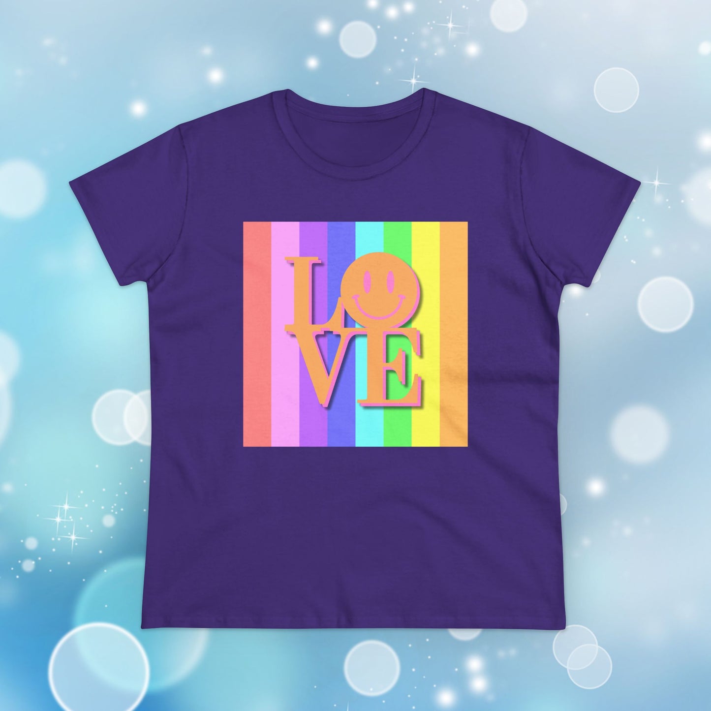 Universal Pastel Rainbow Love Sign Women’s T-Shirt – Spread Love in Style