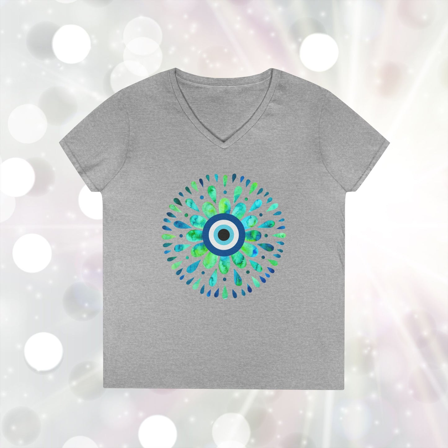 Evil Eye Charm V-Neck T-Shirt – Protective Style Meets Everyday Comfort