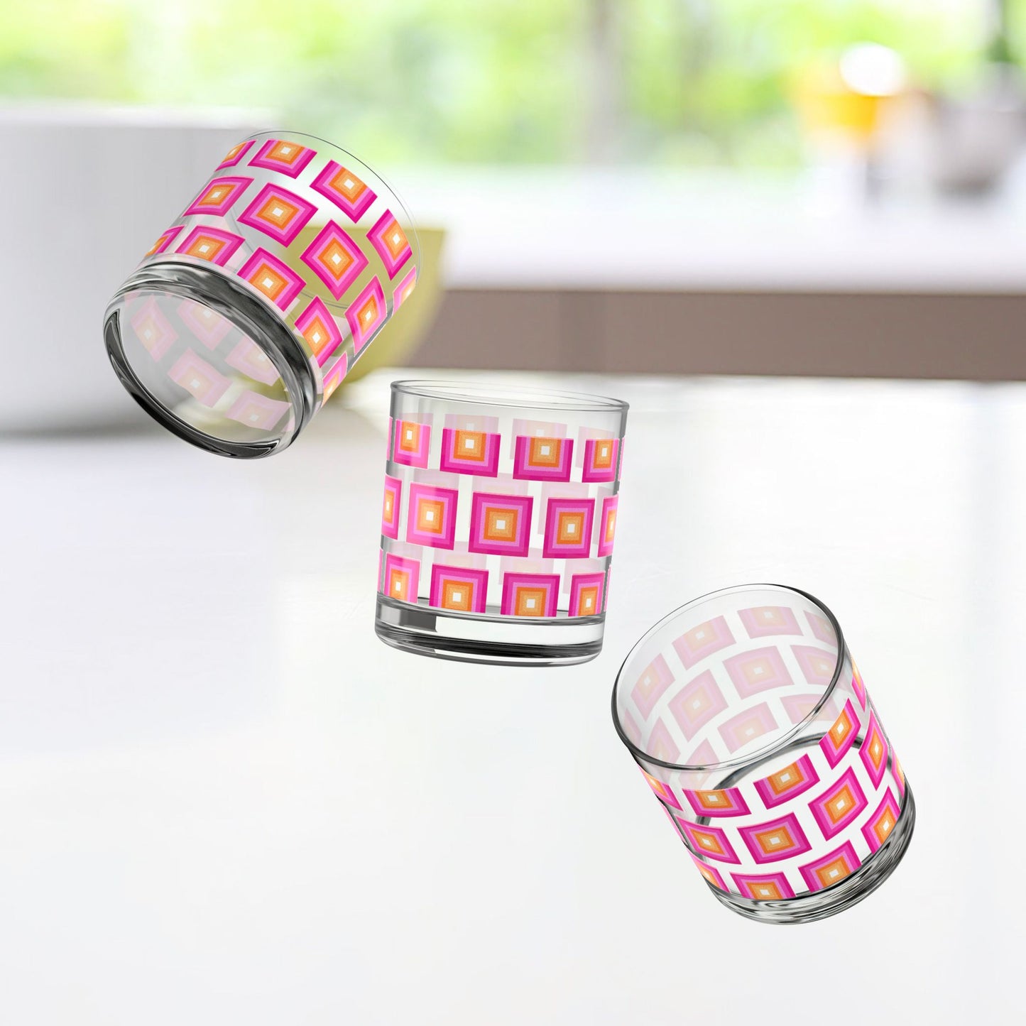 Vibrant Modern Retro Rocks Glass – 10oz