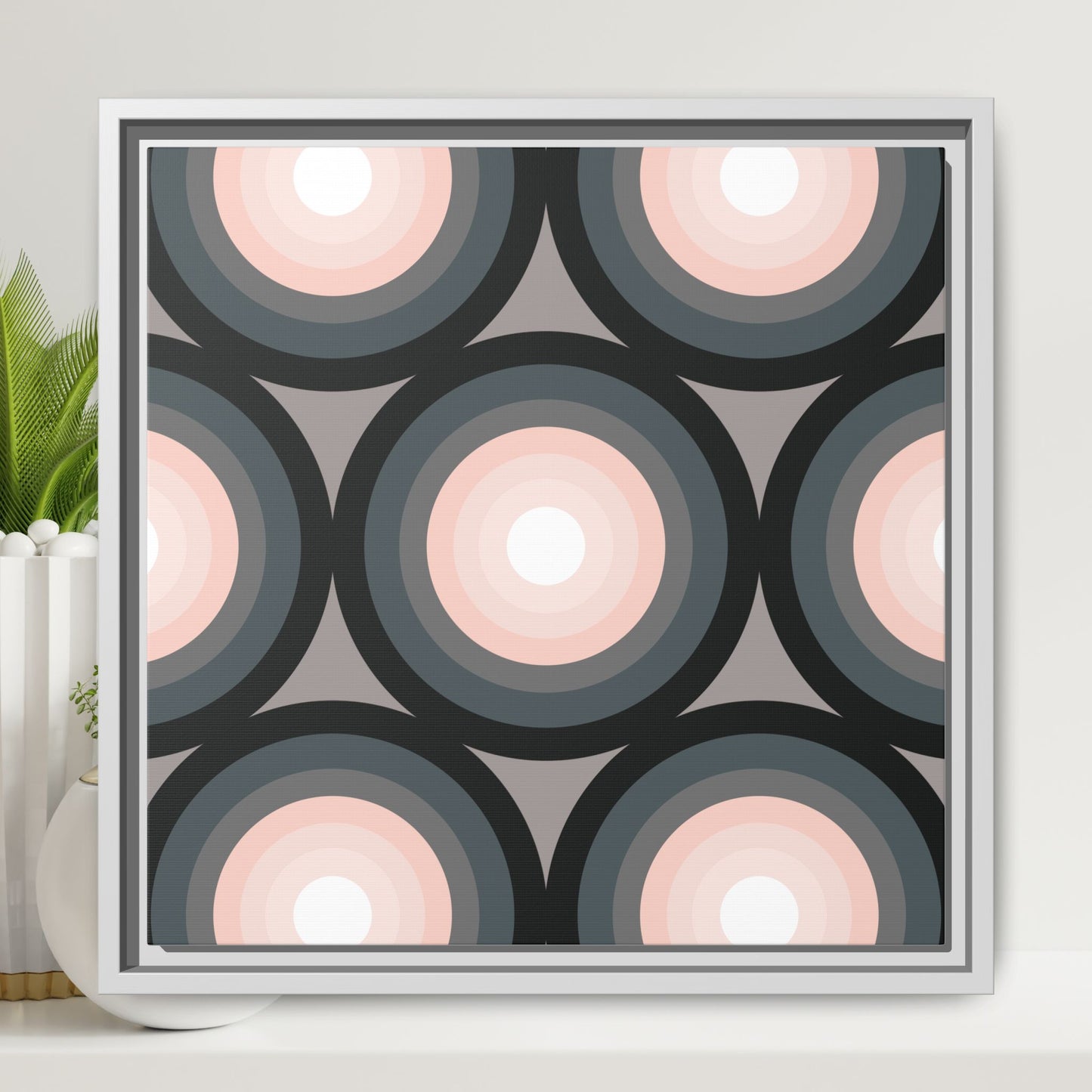Modern Framed Geometric Canvas Art | Bold Color Meets Clean Framing