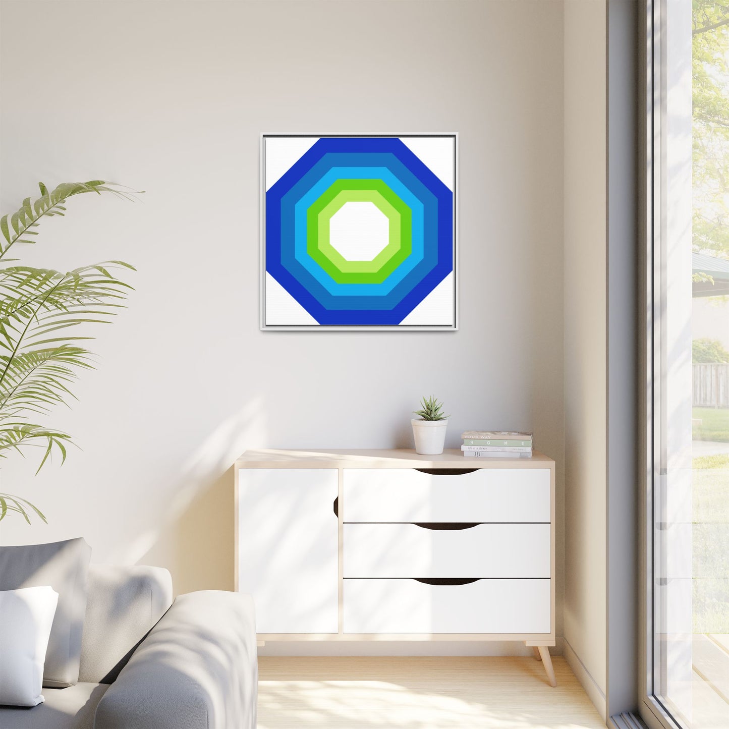 Modern Framed Geometric Canvas Art | Bold Color Meets Clean Framing