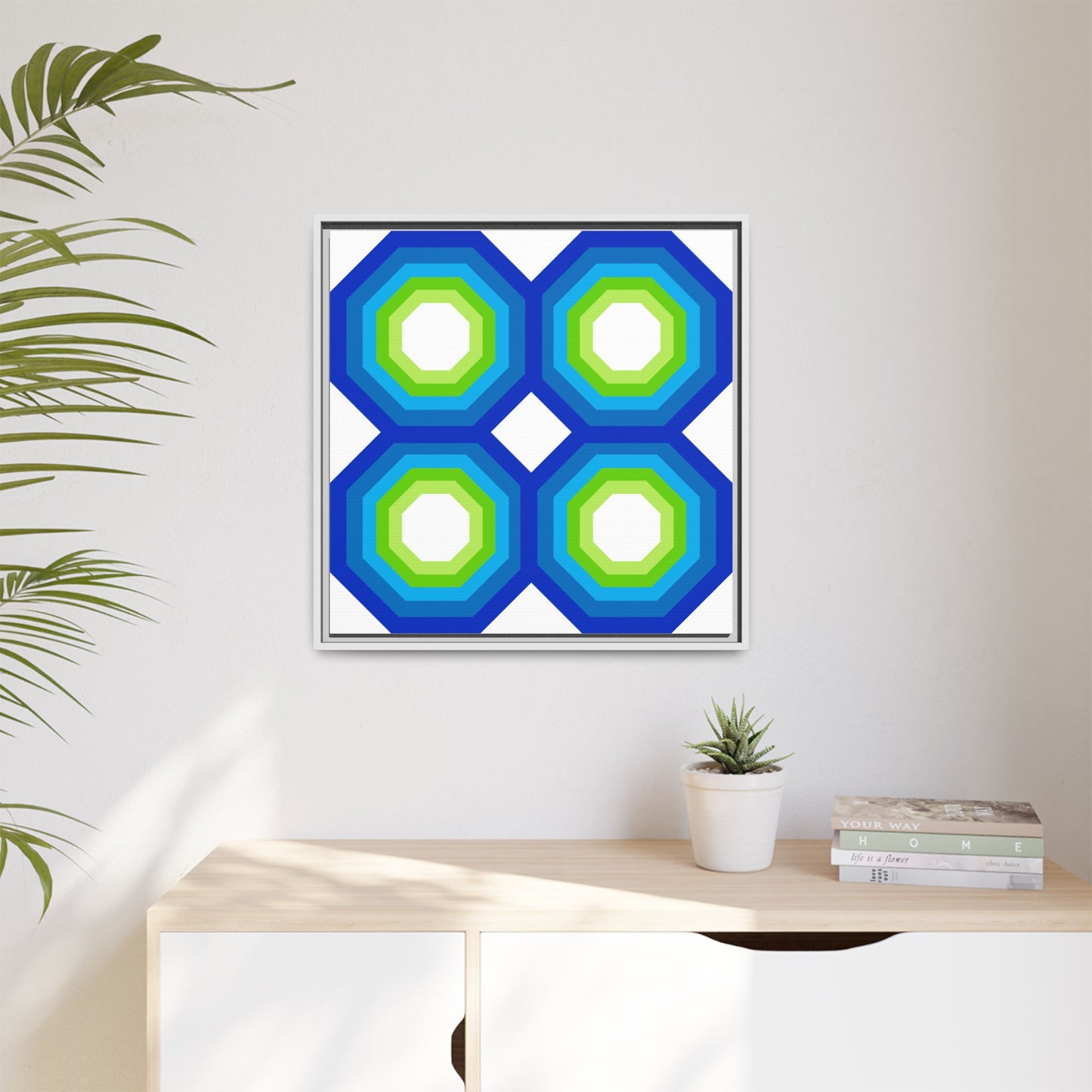 Modern Framed Geometric Canvas Art | Bold Color Meets Clean Framing