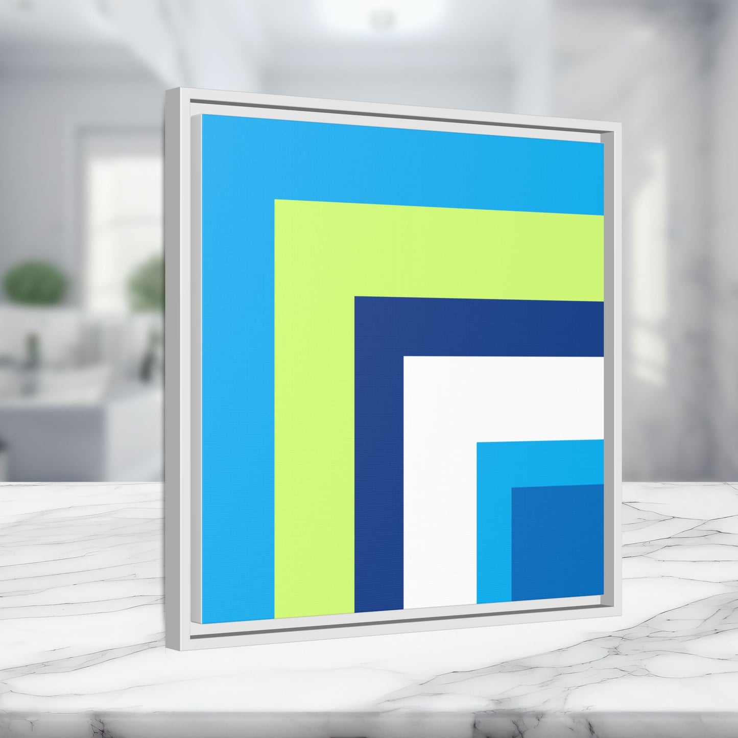 Modern Framed Geometric Canvas Art | Bold Color Meets Clean Framing