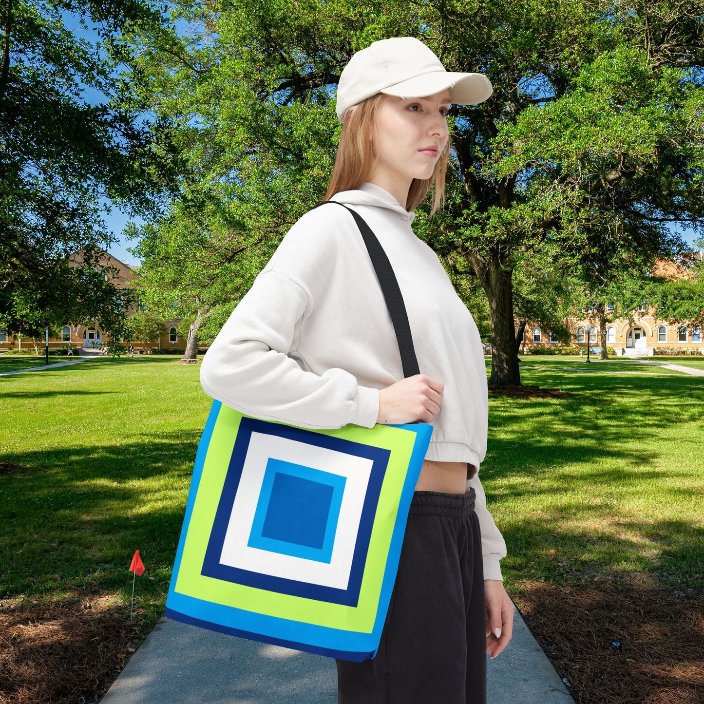 Geometric Art XII Tote Bag – 3 sizes | Bold lines. Vivid color. Retro with a modern twist.