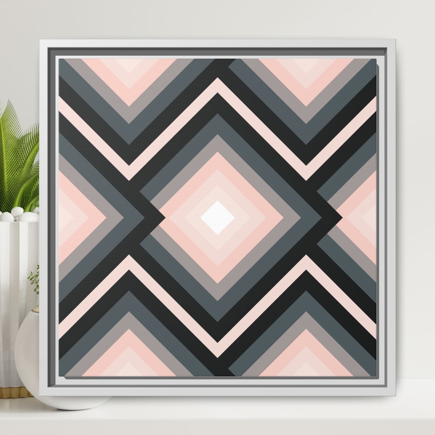 Modern Framed Geometric Canvas Art | Bold Color Meets Clean Framing