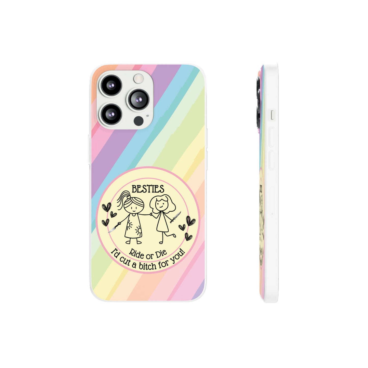 Phone Cases - Pastels Besties Ride or Die | "I'd Cut a Bitch for You"