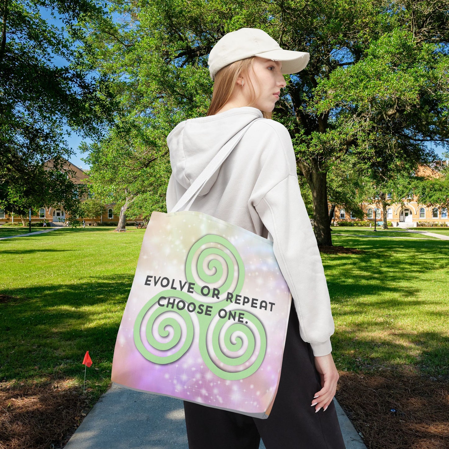 Evolve or Repeat Tote Bag – 3 sizes | Softly Spiritual. Boldly Intentional