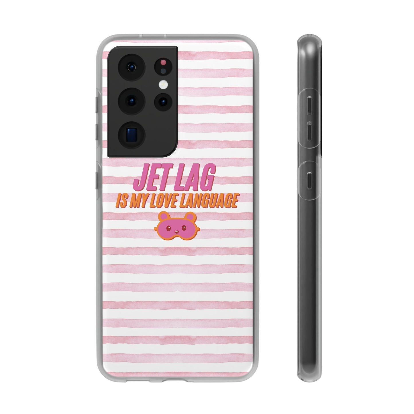 Phone Case - Jetlag is My Love Language Pink Stripe Flexi Case
