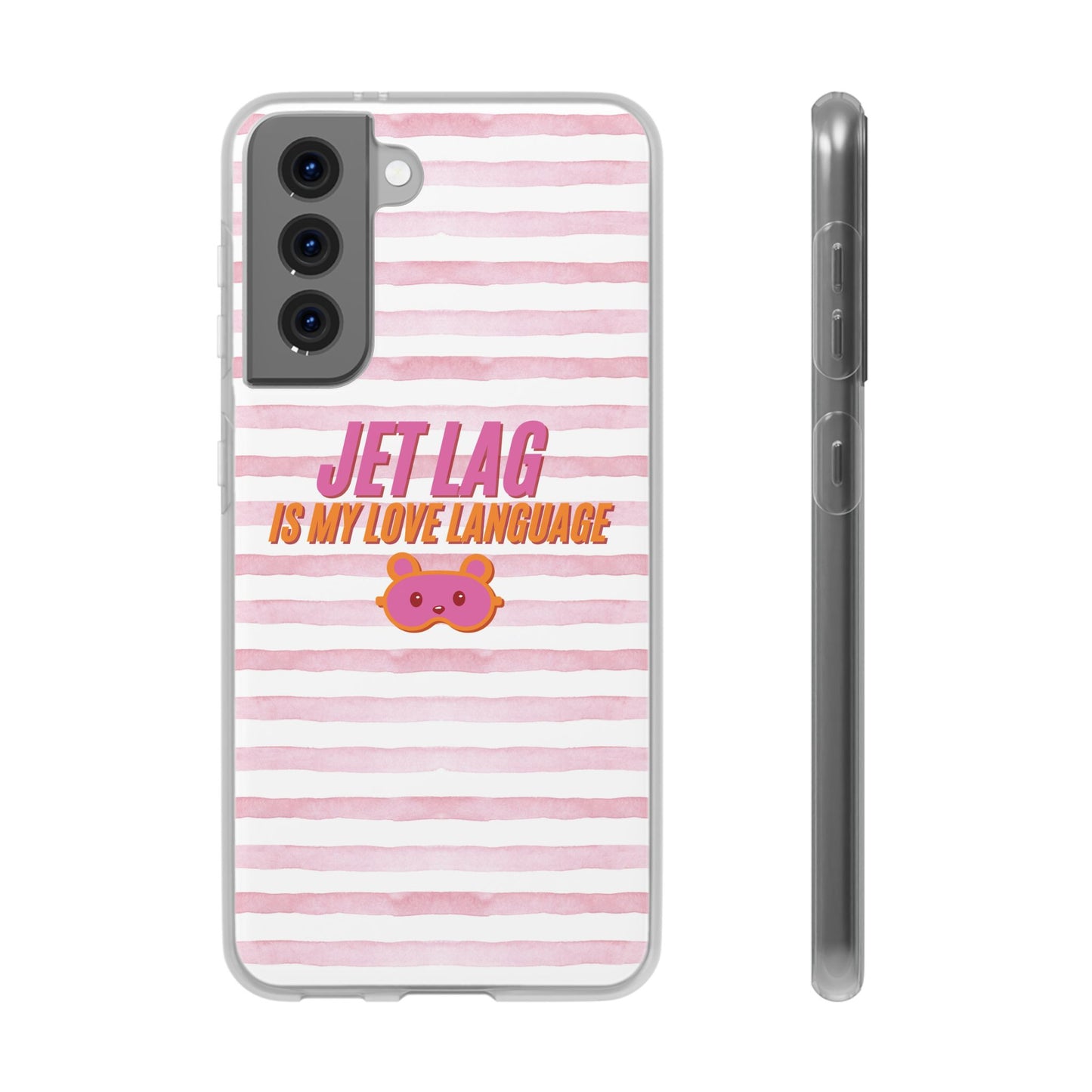 Phone Case - Jetlag is My Love Language Pink Stripe Flexi Case