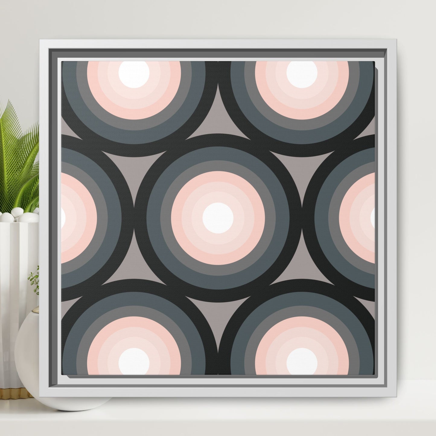 Modern Framed Geometric Canvas Art | Bold Color Meets Clean Framing