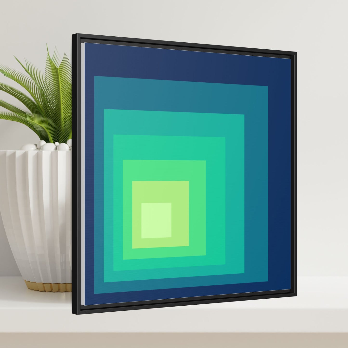 Modern Framed Geometric Canvas Art | Bold Color Meets Clean Framing